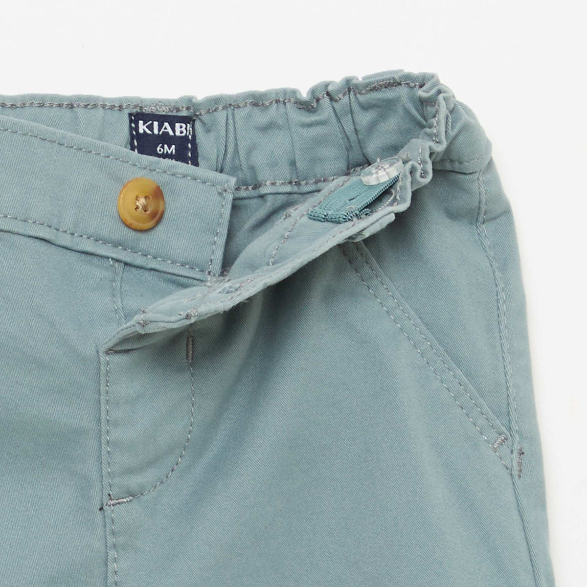 Pantalón chino recto de algodón elástico AZUL