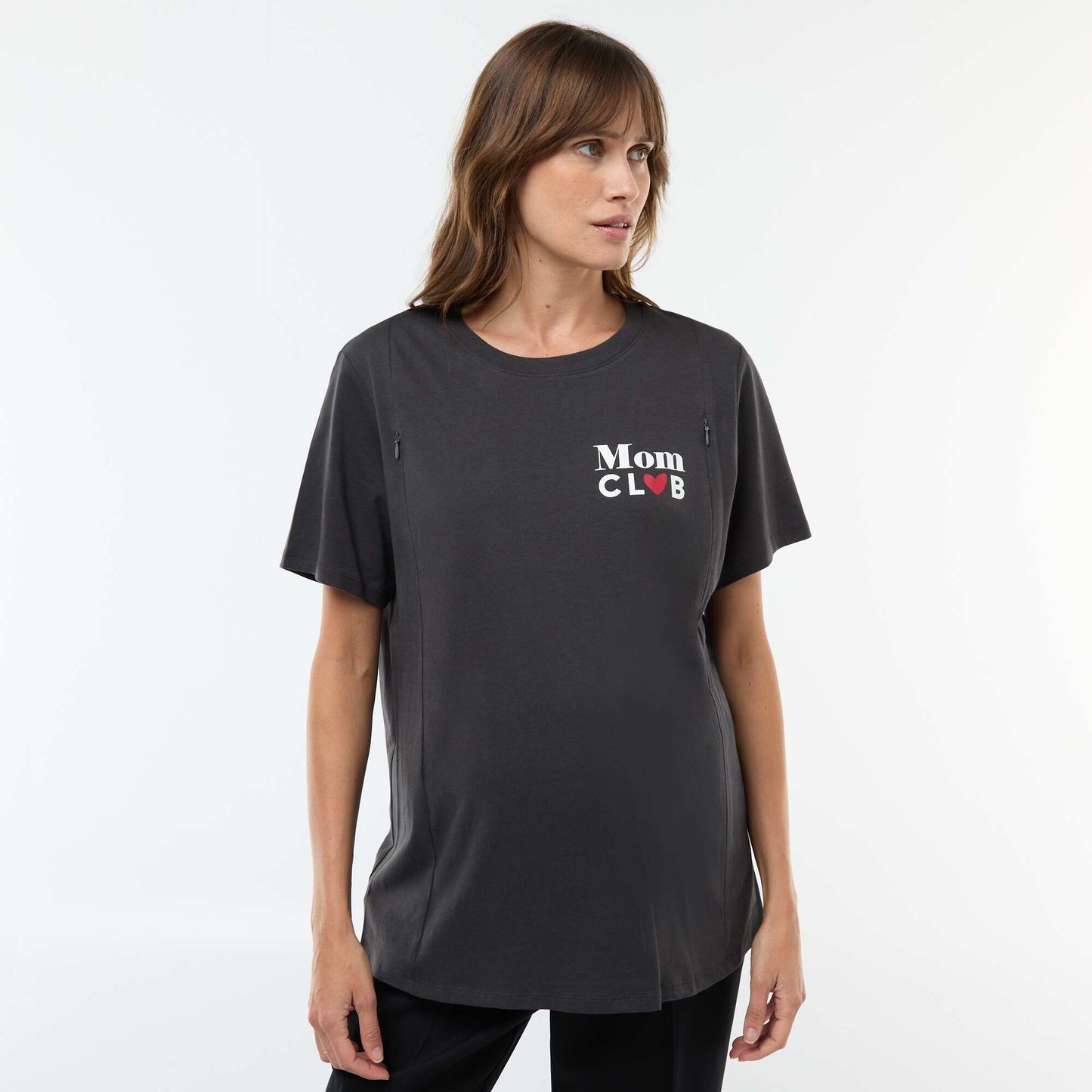 Camiseta de lactancia estampada de manga corta NEGRO