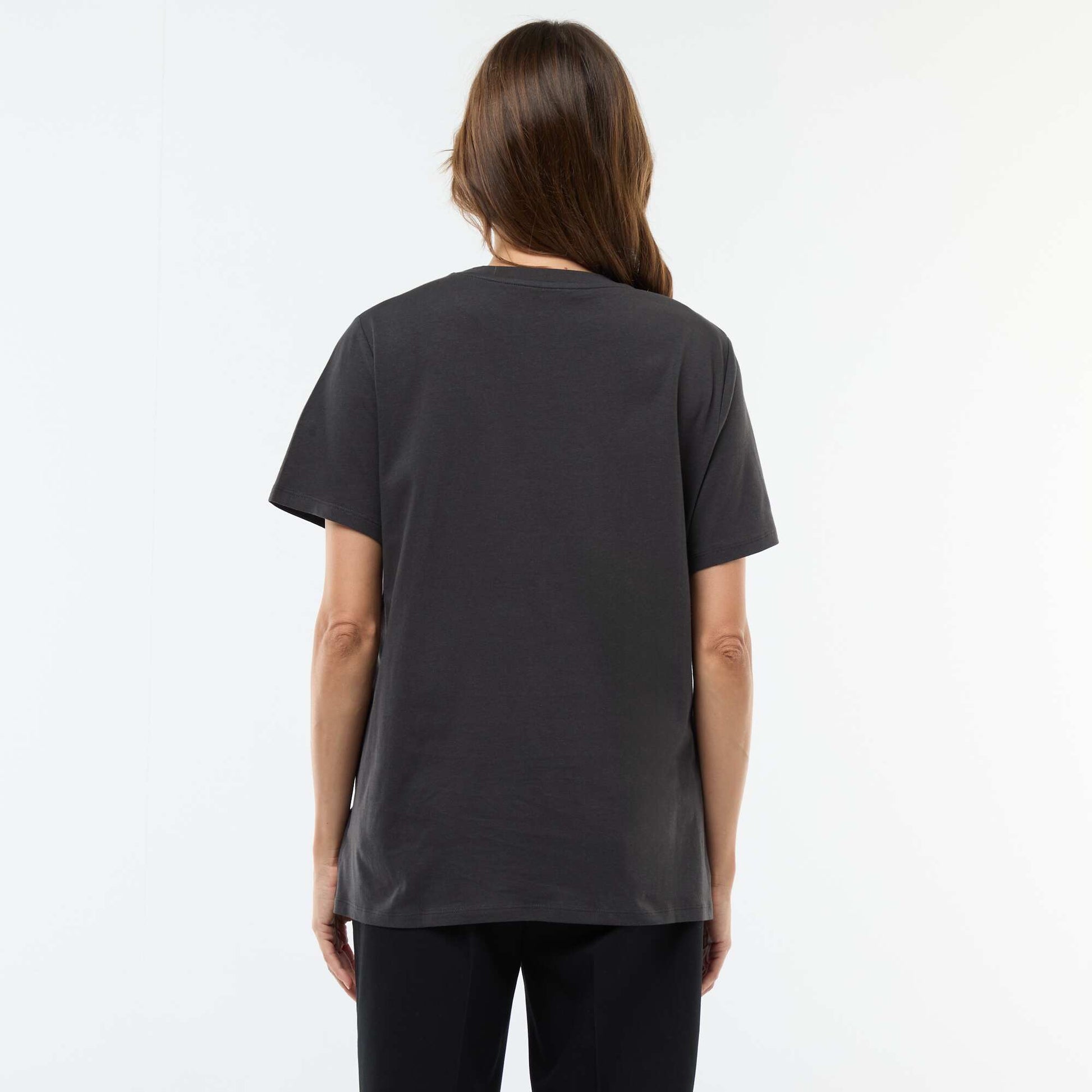 Camiseta de lactancia estampada de manga corta NEGRO