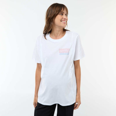 Camiseta de lactancia estampada de manga corta BLANCO