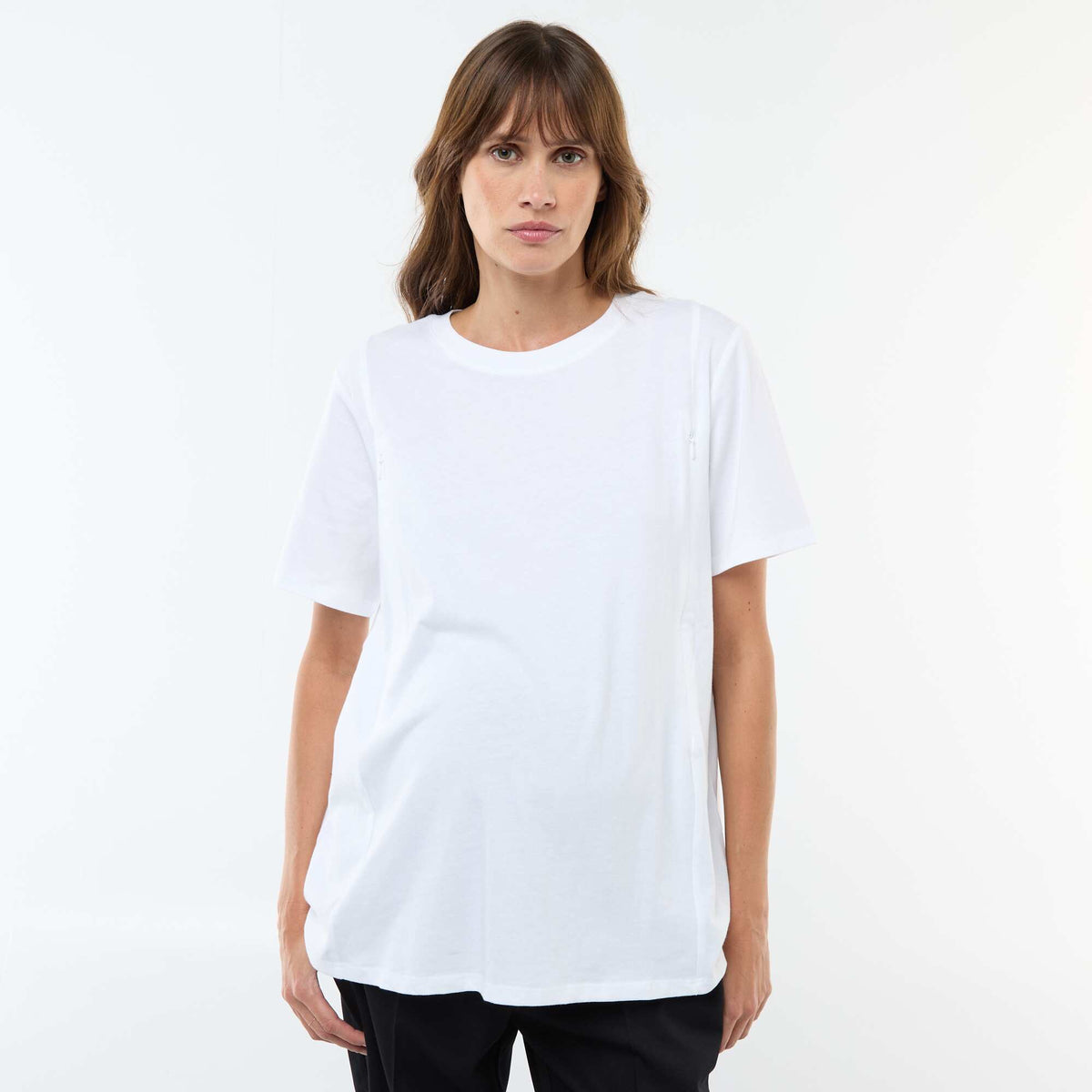 Camiseta básica de lactancia de manga corta BLANCO