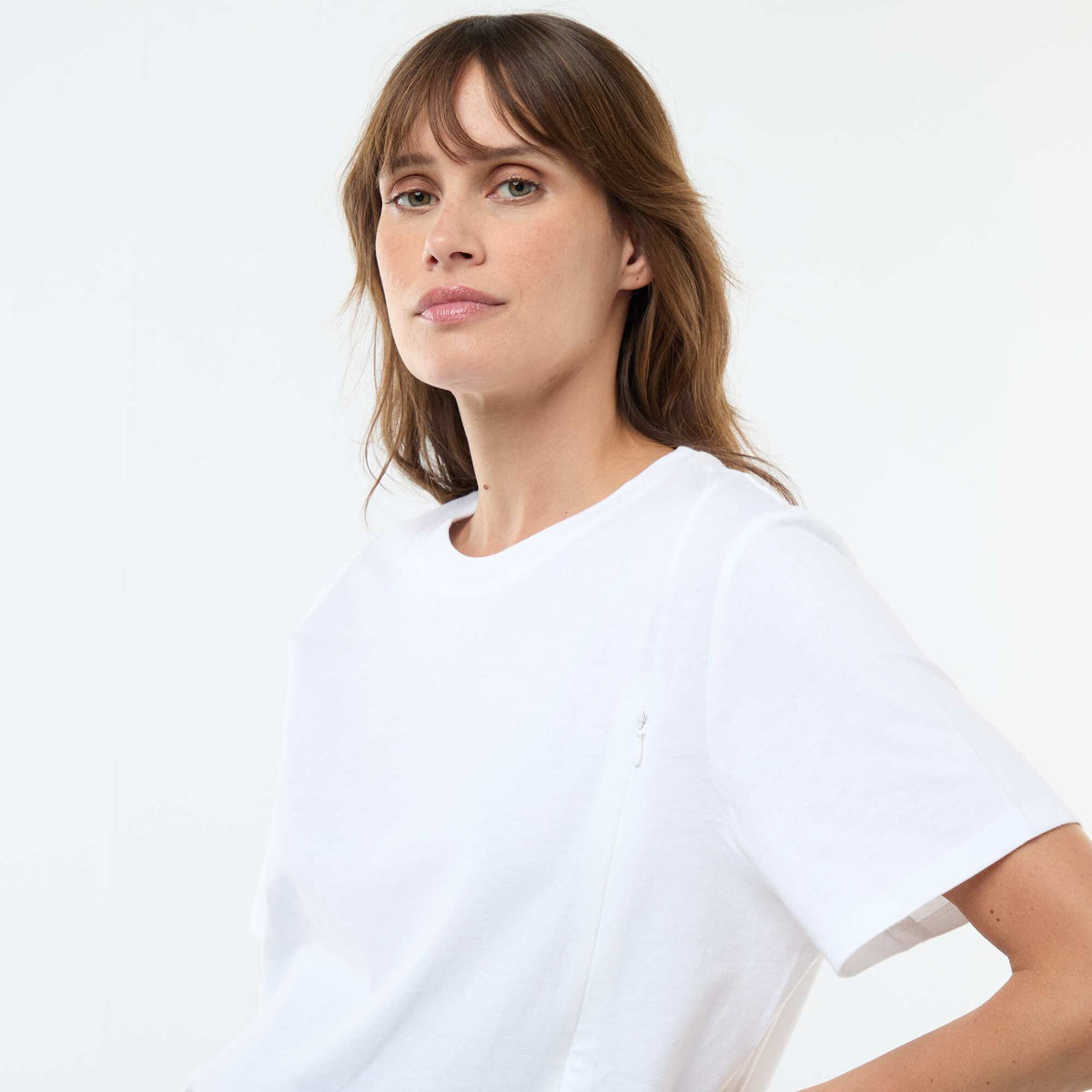 Camiseta básica de lactancia de manga corta BLANCO