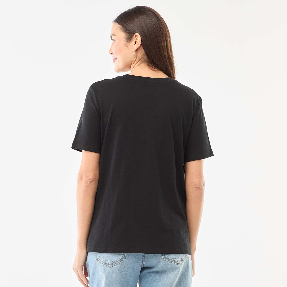 Camiseta básica de lactancia de manga corta NEGRO