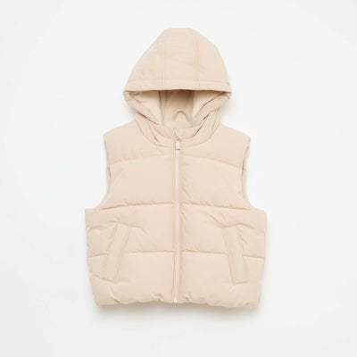 Chaleco acolchado sin mangas BEIGE