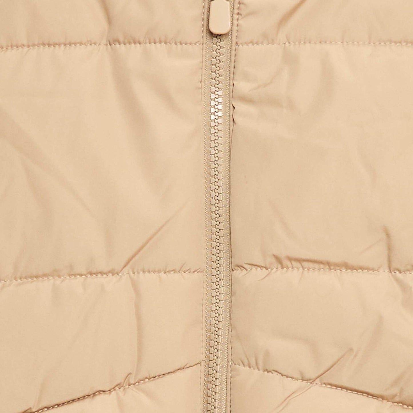 Chaleco acolchado sin mangas con capucha BEIGE