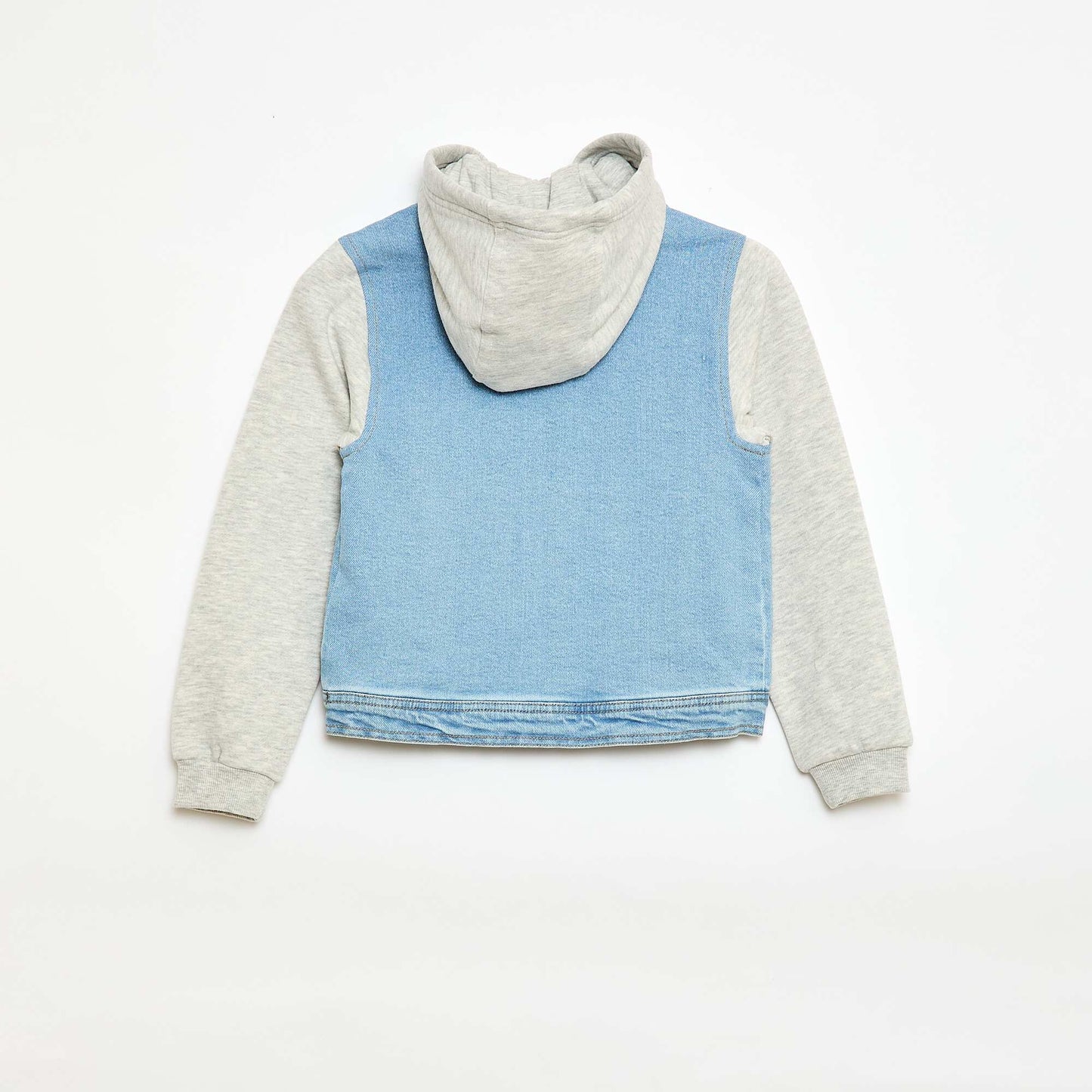 Campera con capucha de denim y punto AZUL