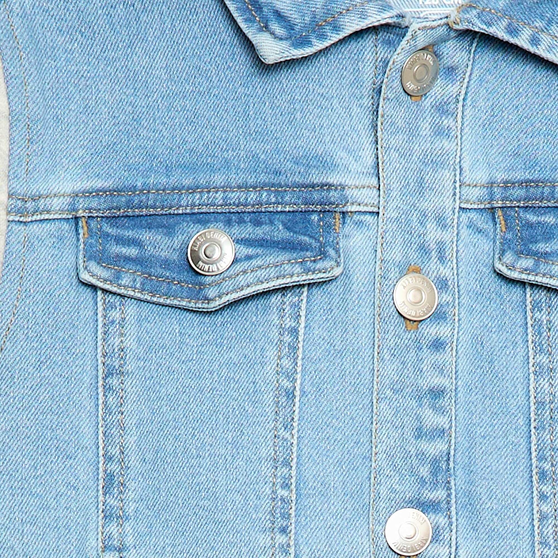 Campera con capucha de denim y punto AZUL
