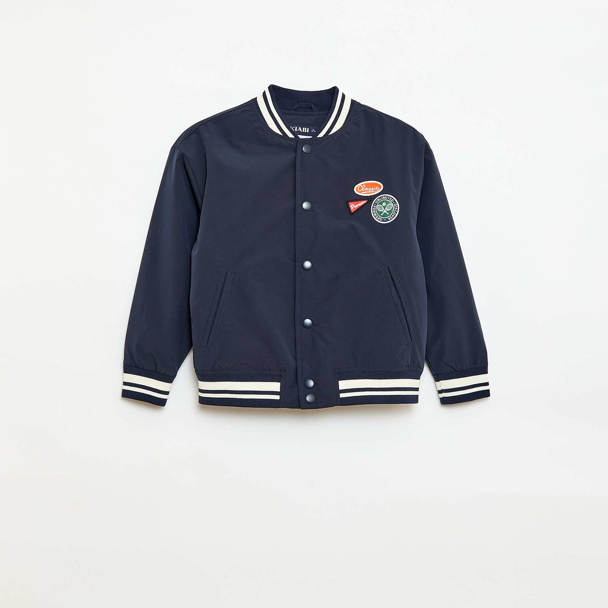 Campera estilo aviador con botones a presión AZUL