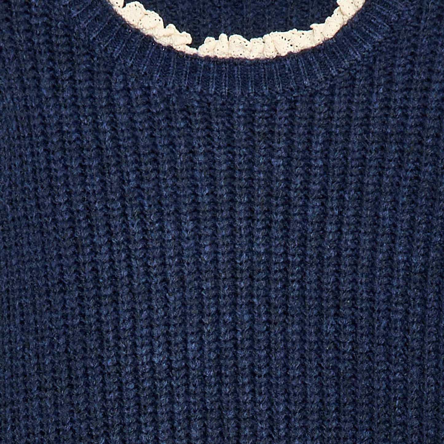 Vestido tipo sweater con cuello de encaje AZUL