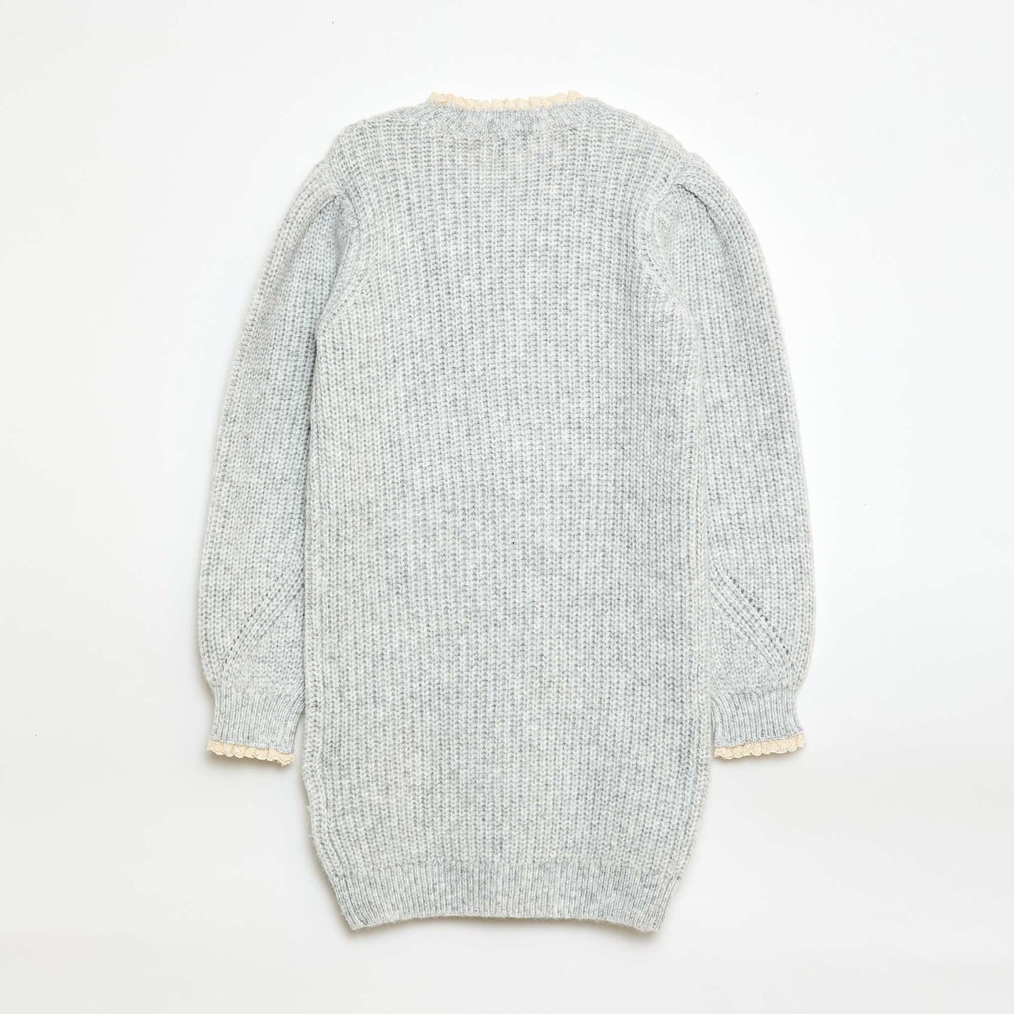 Vestido tipo sweater con cuello de encaje GRIS