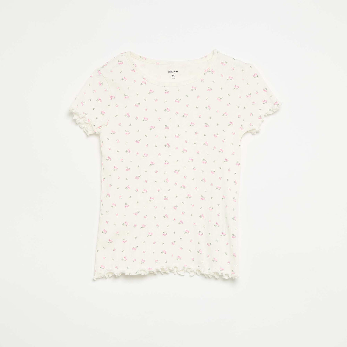 Conjunto de pijama de camiseta + pantalón corto de punto acanalado de algodón BLANCO