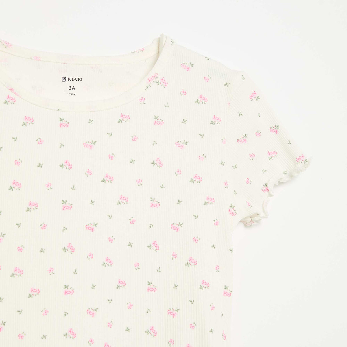Conjunto de pijama de camiseta + pantalón corto de punto acanalado de algodón BLANCO