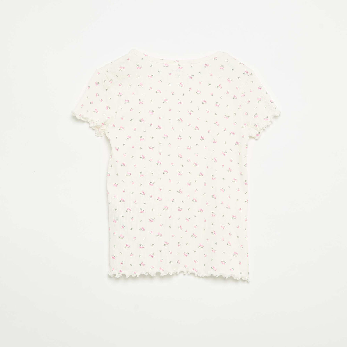 Conjunto de pijama de camiseta + pantalón corto de punto acanalado de algodón BLANCO