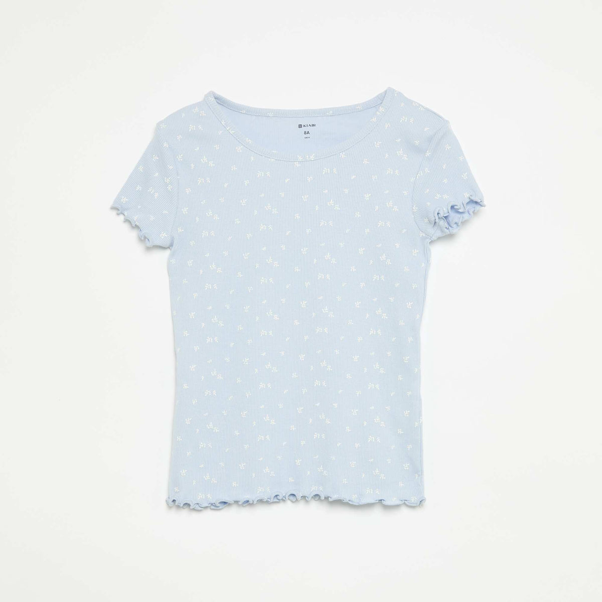 Conjunto de pijama de camiseta + pantalón corto de punto acanalado de algodón AZUL