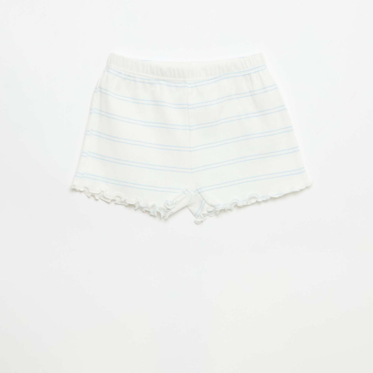 Pack de pijama camiseta + pantalón corto en canalé de algodón BLANCO