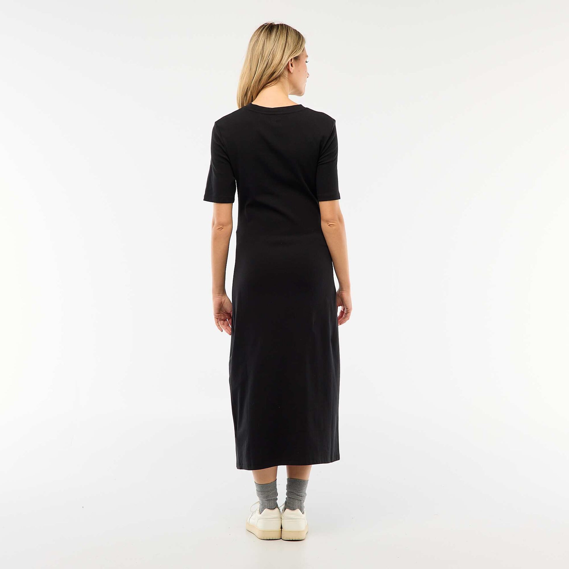 Vestido maternidad con torsión frontal NEGRO