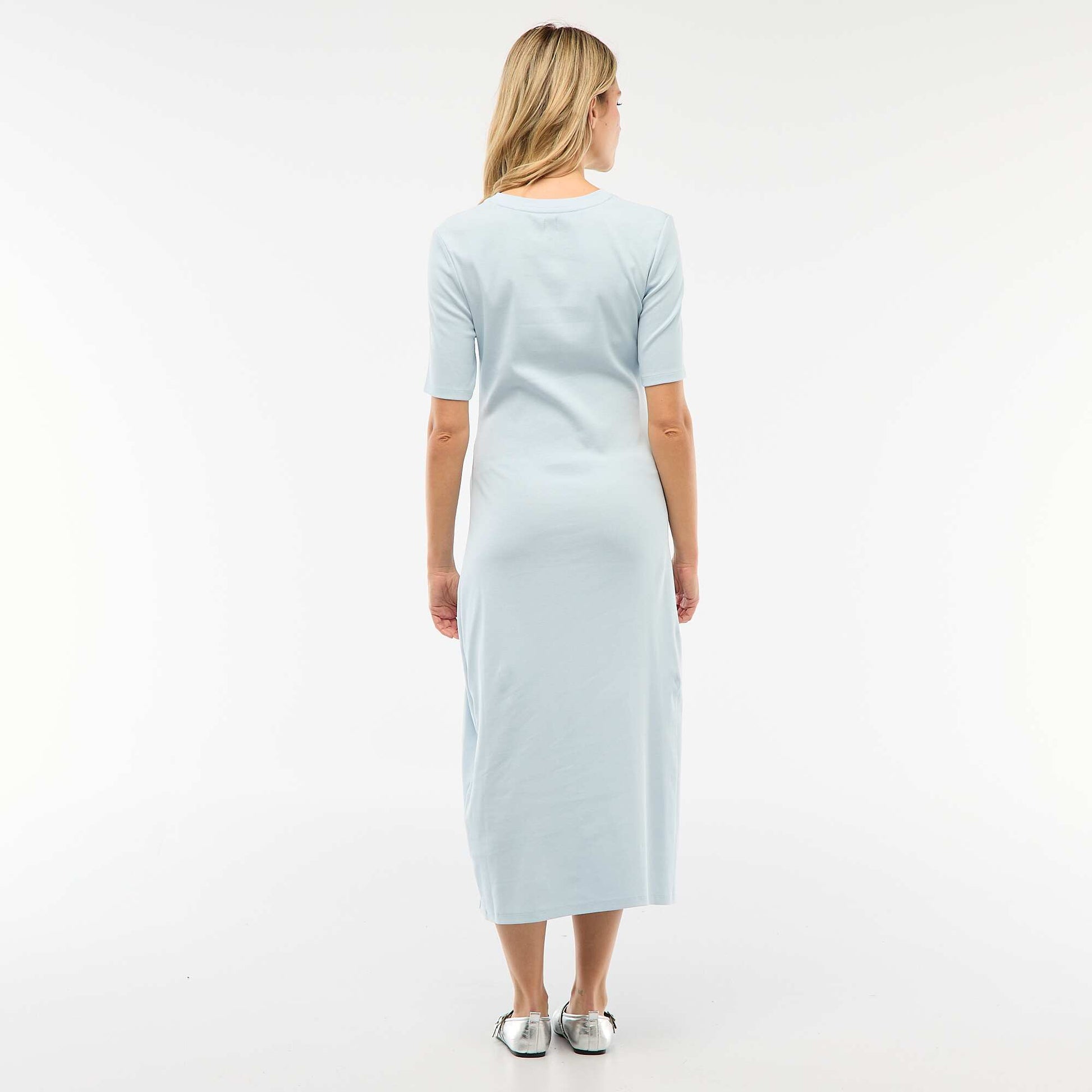 Vestido maternidad con torsión frontal AZUL