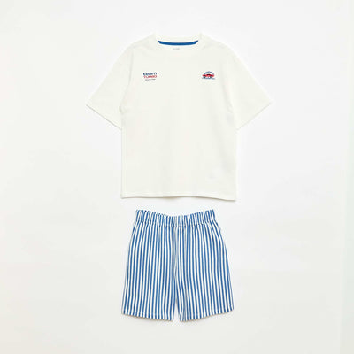 Conjunto de pijama corto camiseta + pantalón corto - 2 piezas BLANCO