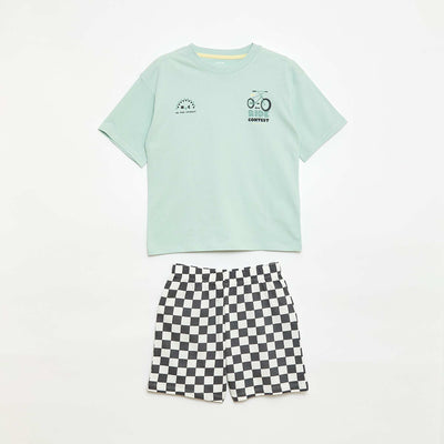 Conjunto de pijama corto camiseta + pantalón corto - 2 piezas VERDE