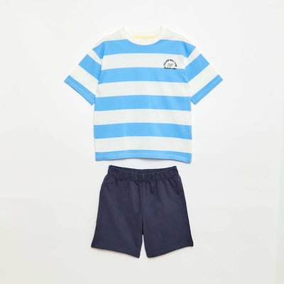 Conjunto de pijama corto camiseta + pantalón corto - 2 piezas AZUL
