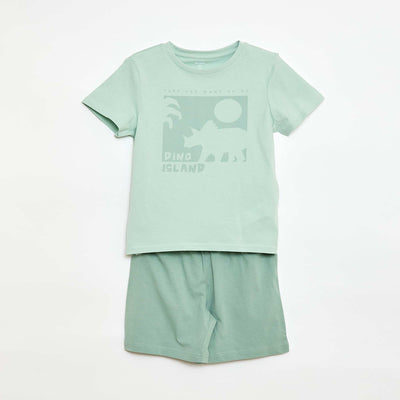Pijama de 2 piezas Pantalón corto + camiseta VERDE