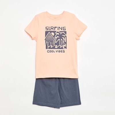 Pijama de 2 piezas Pantalón corto + camiseta NARANJA