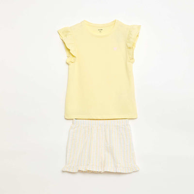 Conjunto de pijama corto camiseta + pantalón corto - 2 piezas AMARILLO