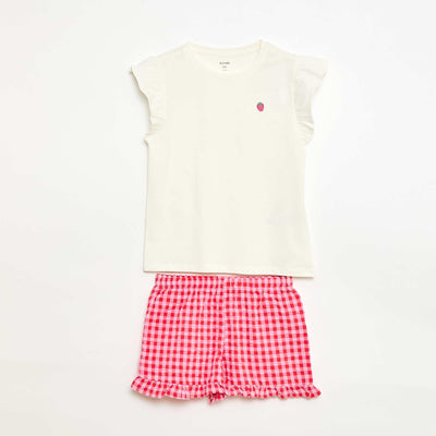 Conjunto de pijama corto camiseta + pantalón corto - 2 piezas BLANCO