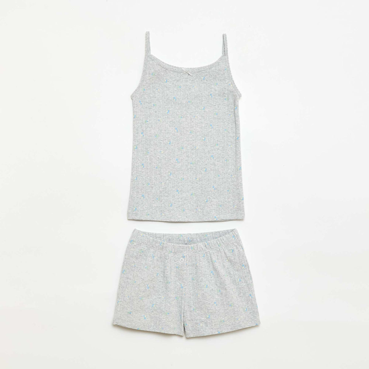 Pack pijama corto camiseta de tirantes + pantalón corto con estampado - 2 piezas GRIS