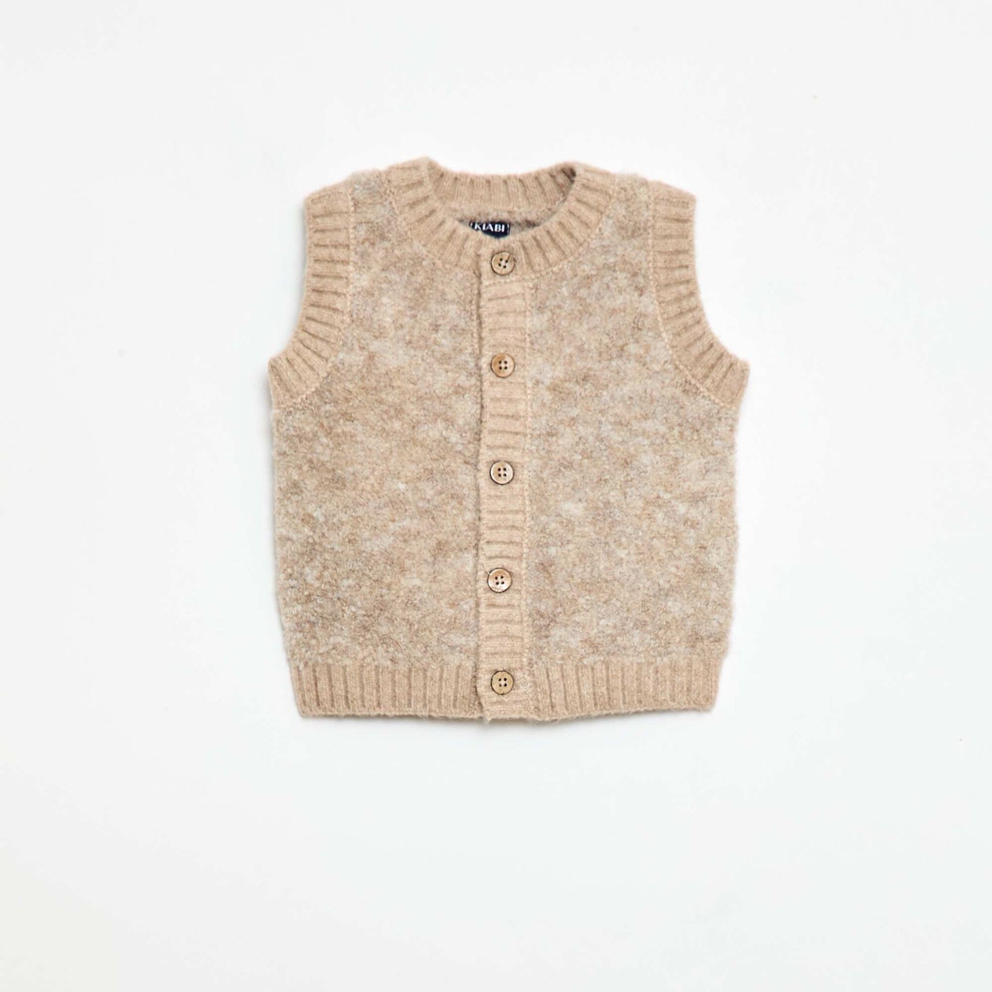 Sweater sin mangas de punto bouclé BEIGE