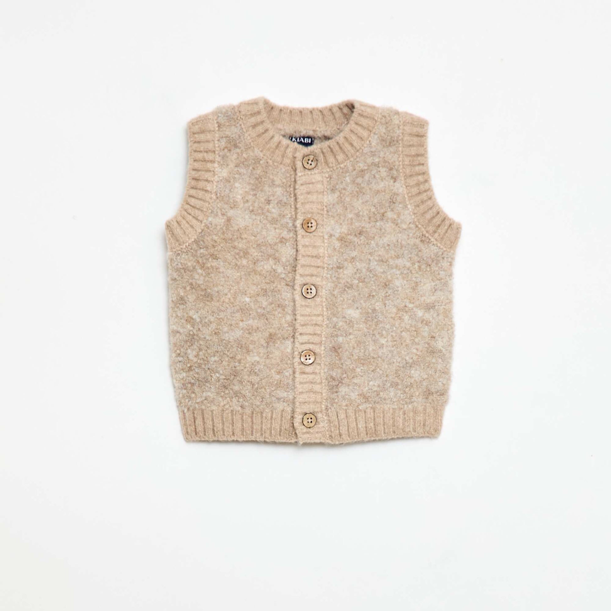 Sweater sin mangas de punto bouclé BEIGE