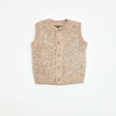 Sweater sin mangas de punto bouclé BEIGE