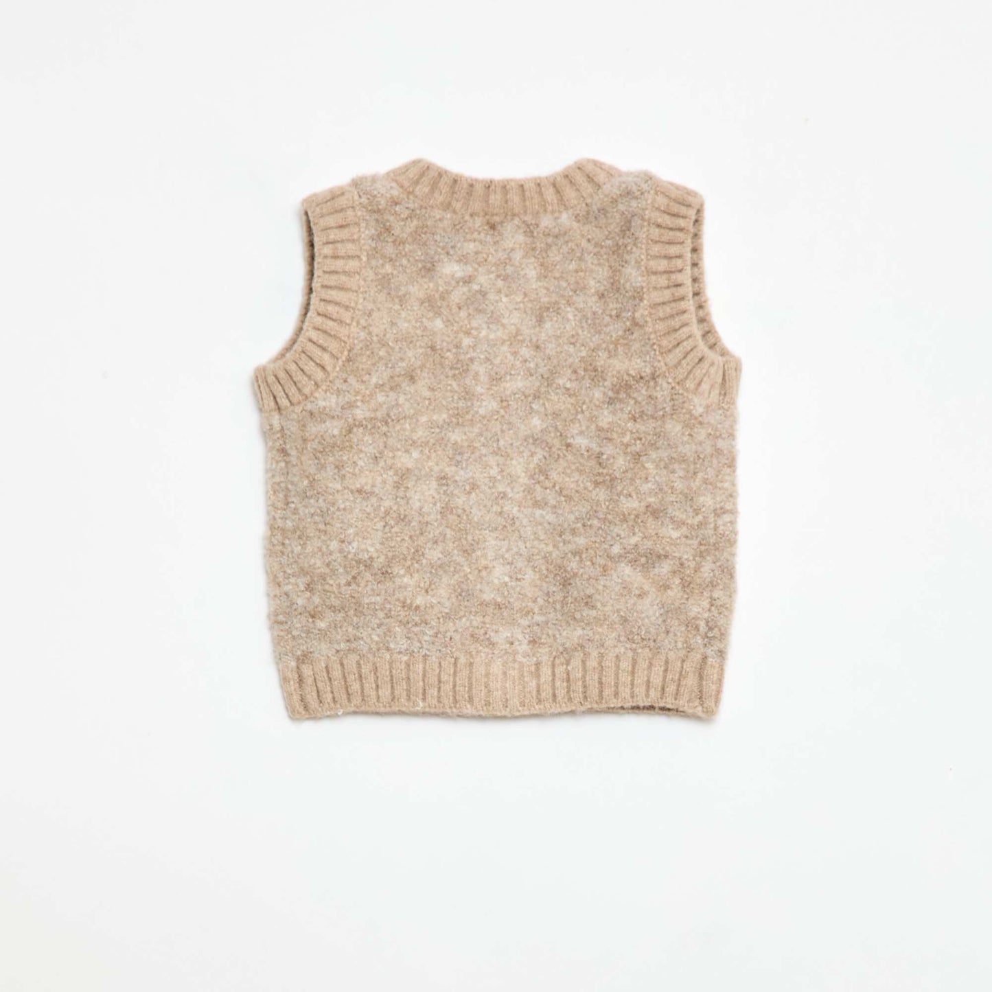 Sweater sin mangas de punto bouclé BEIGE