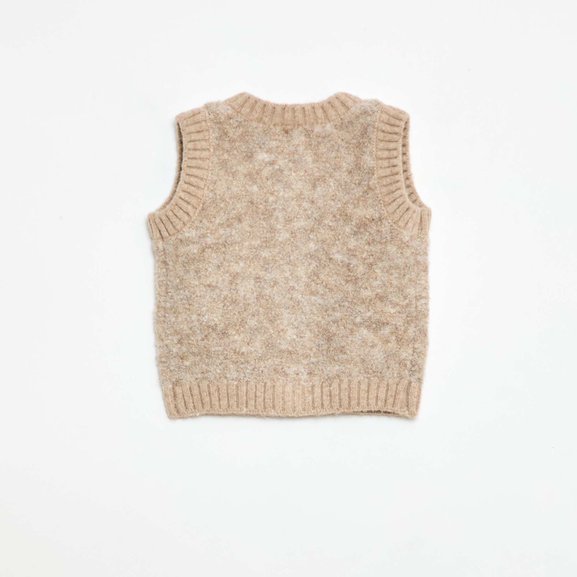 Sweater sin mangas de punto bouclé BEIGE