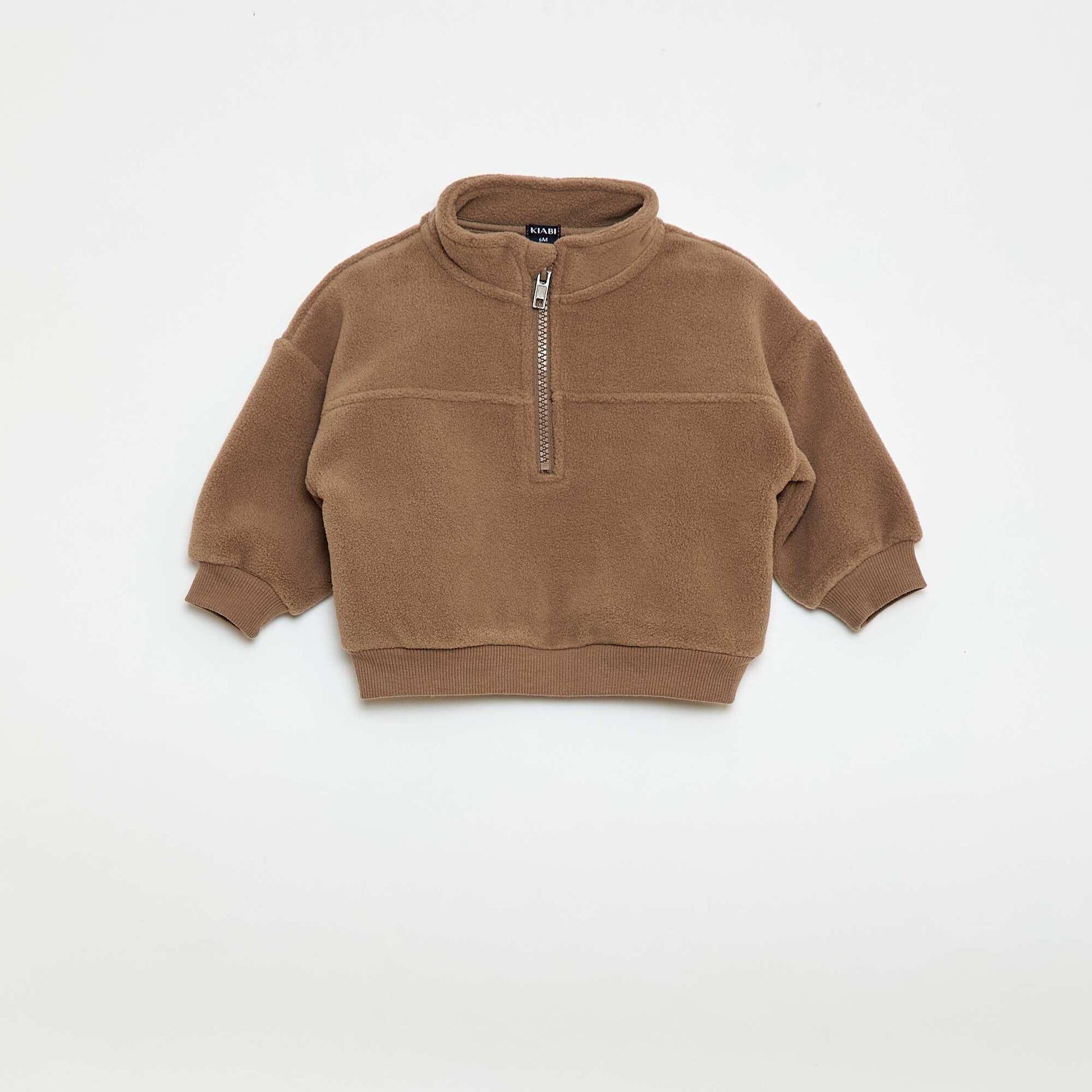 Buzo polar con cuello con cremallera MARRON