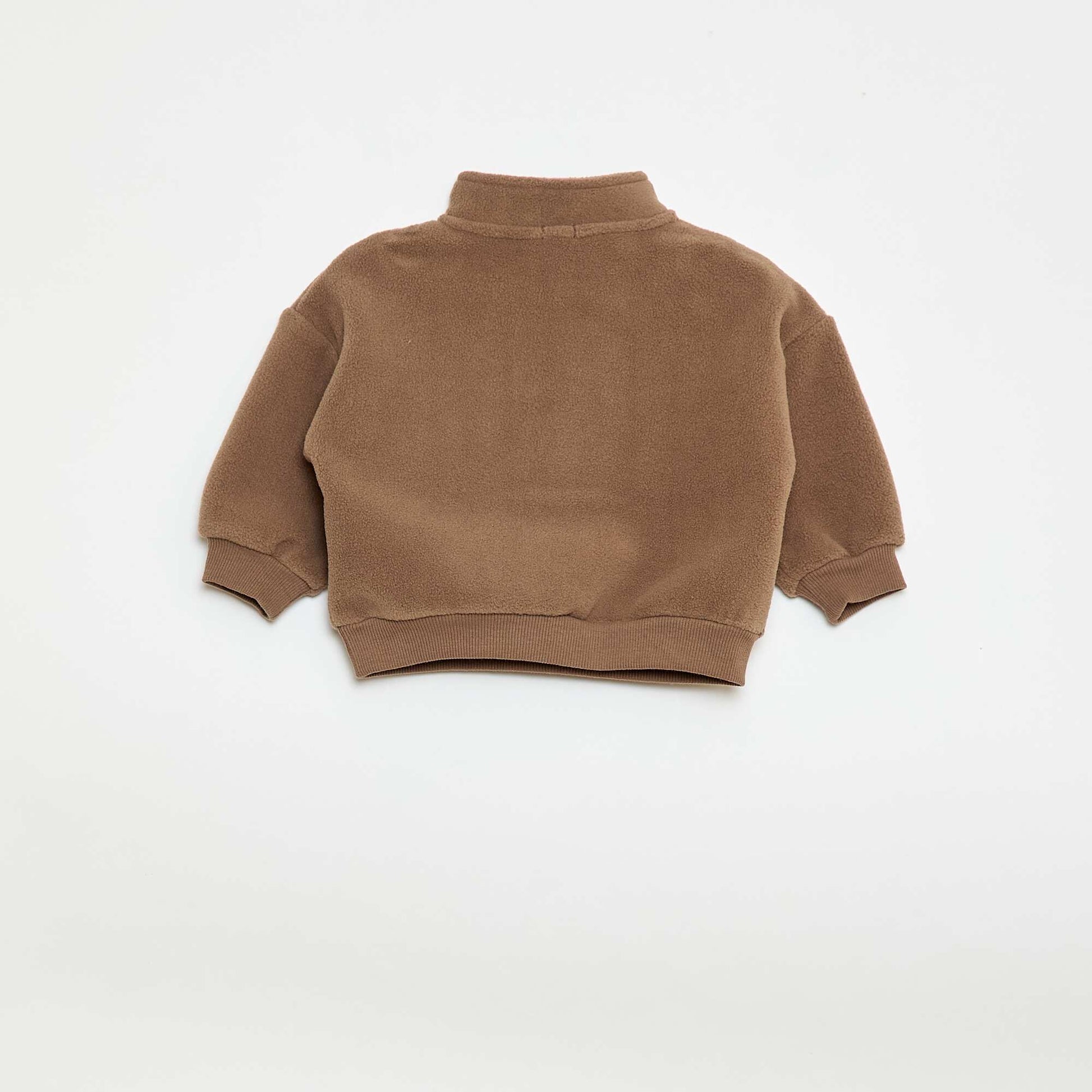 Buzo polar con cuello con cremallera MARRON
