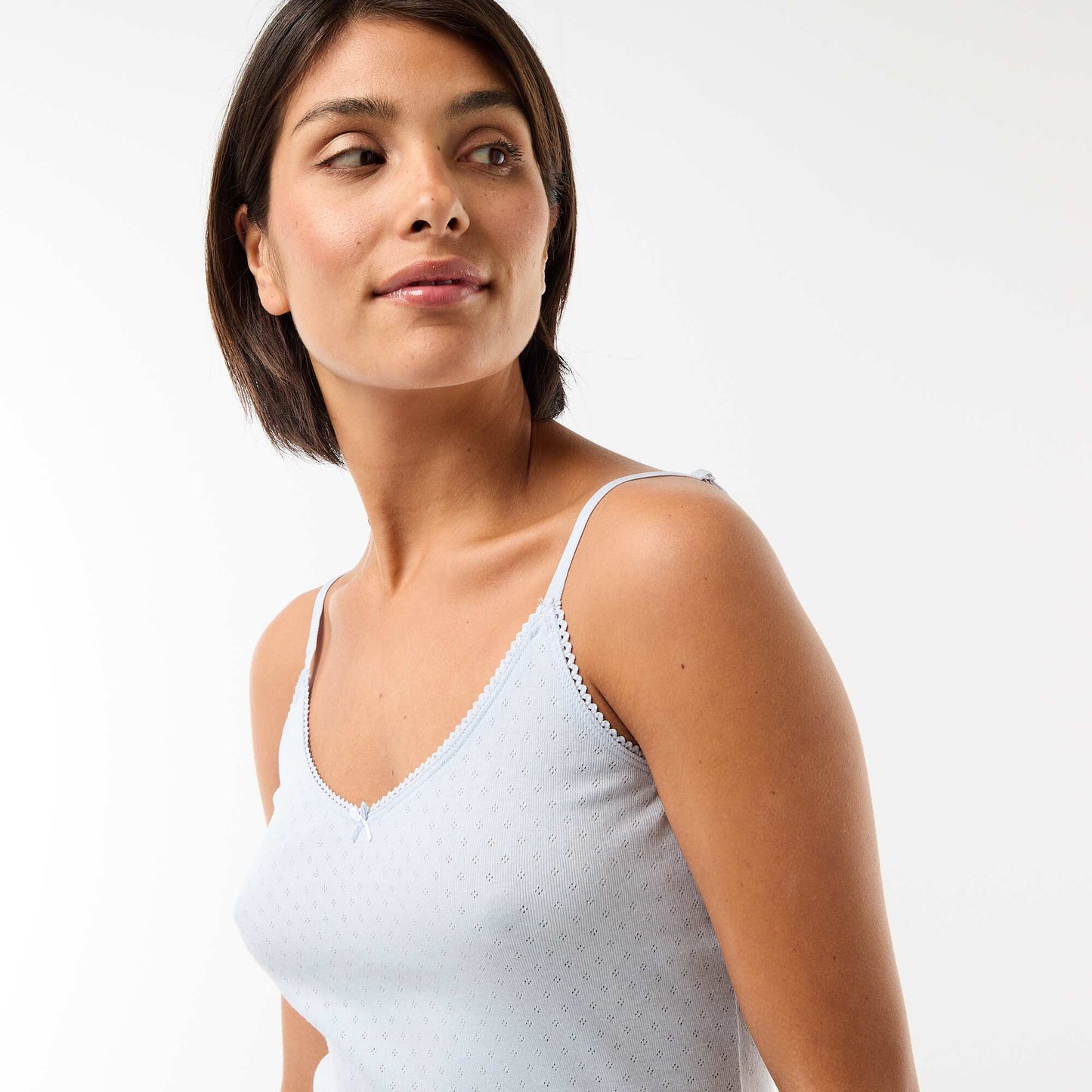 Camiseta de tirantes finos ajustable en algodón liso AZUL