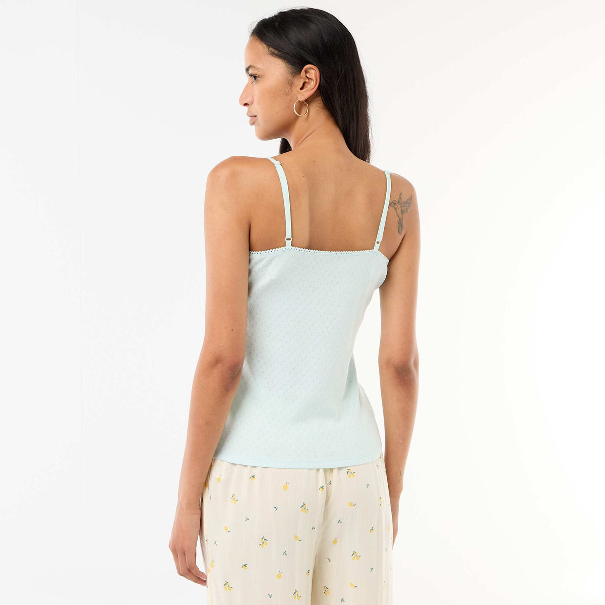 Camiseta de tirantes finos ajustable en algodón liso AZUL
