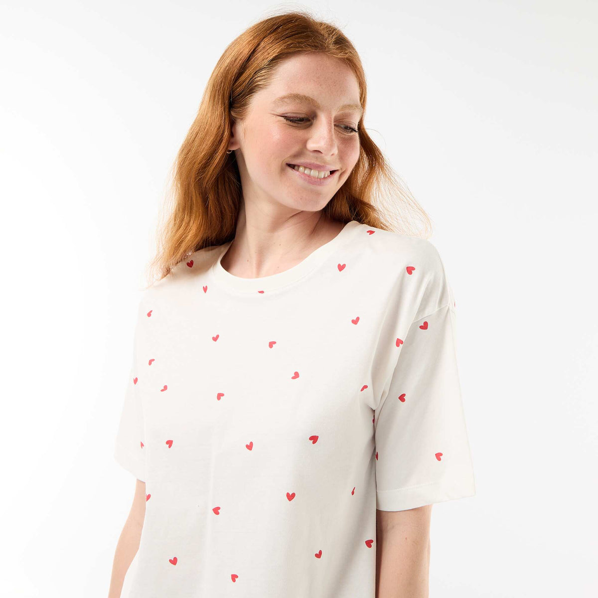 Conjunto de pijama camiseta + pantalón corto en punto de algodón BLANCO