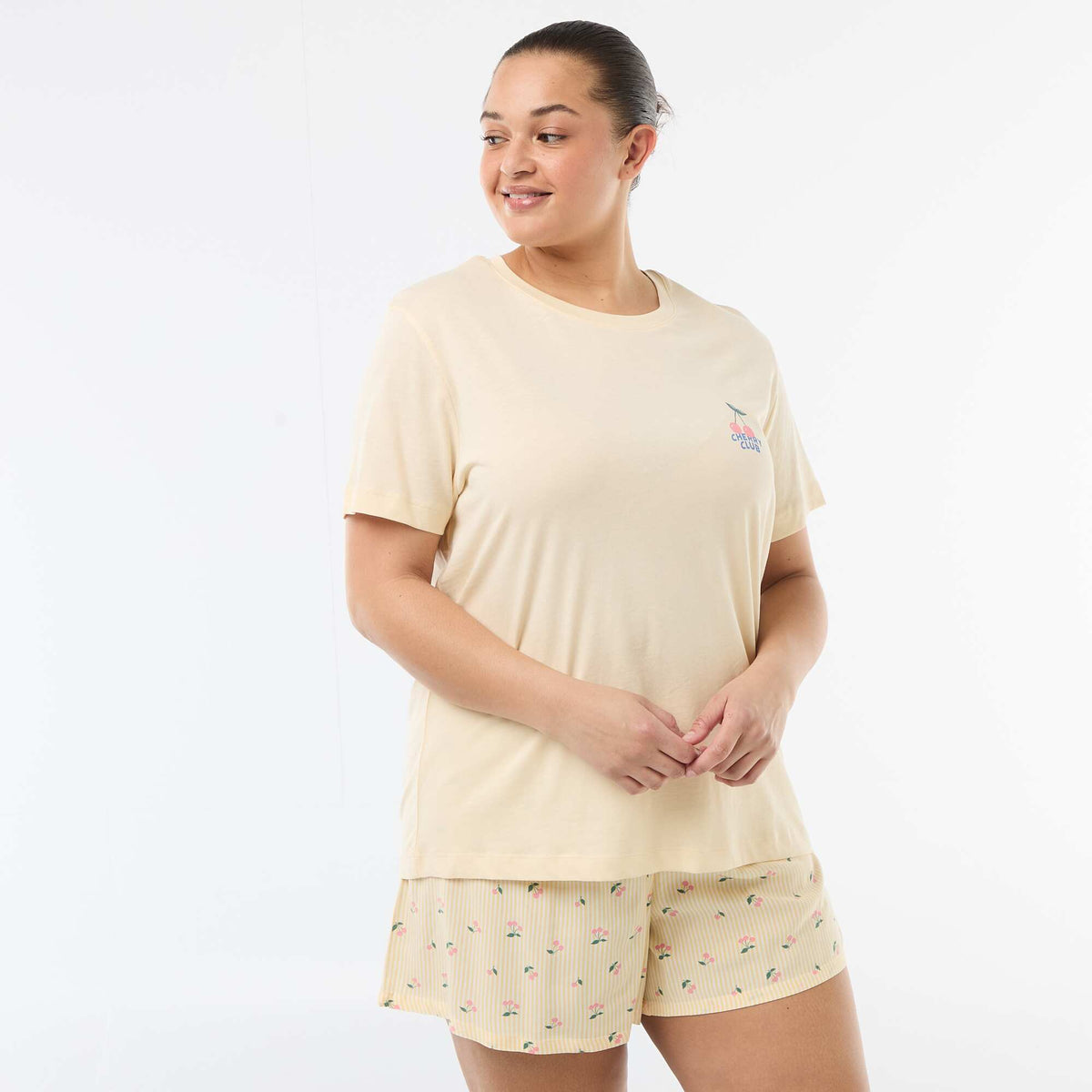 Pijama corto camiseta + pantalón corto - 2 piezas AMARILLO