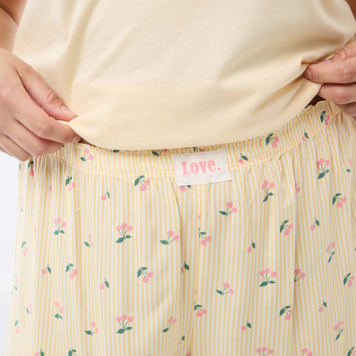 Pijama corto camiseta + pantalón corto - 2 piezas AMARILLO