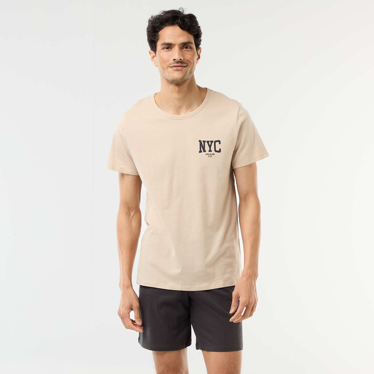 Conjunto de pijama corto camiseta + pantalón corto - 2 piezas BEIGE