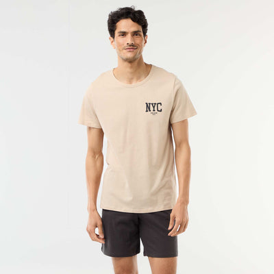 Conjunto de pijama corto camiseta + pantalón corto - 2 piezas BEIGE