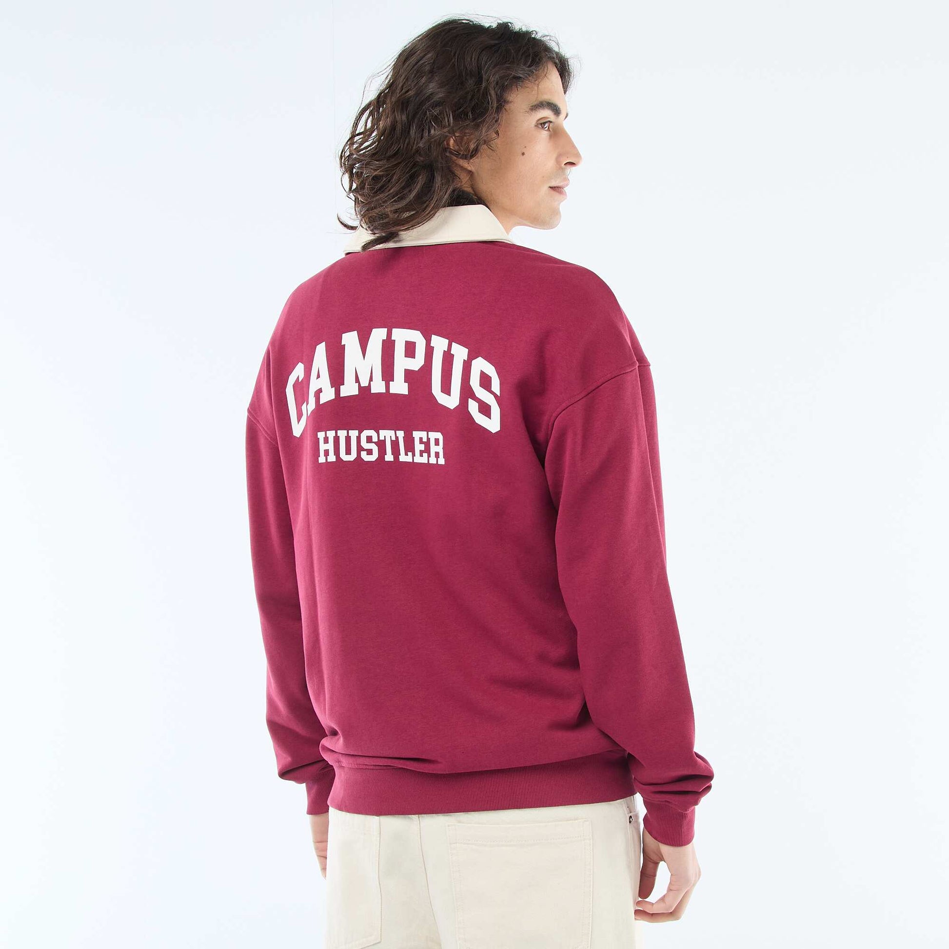Remera estilo rugby de manga larga ROJO