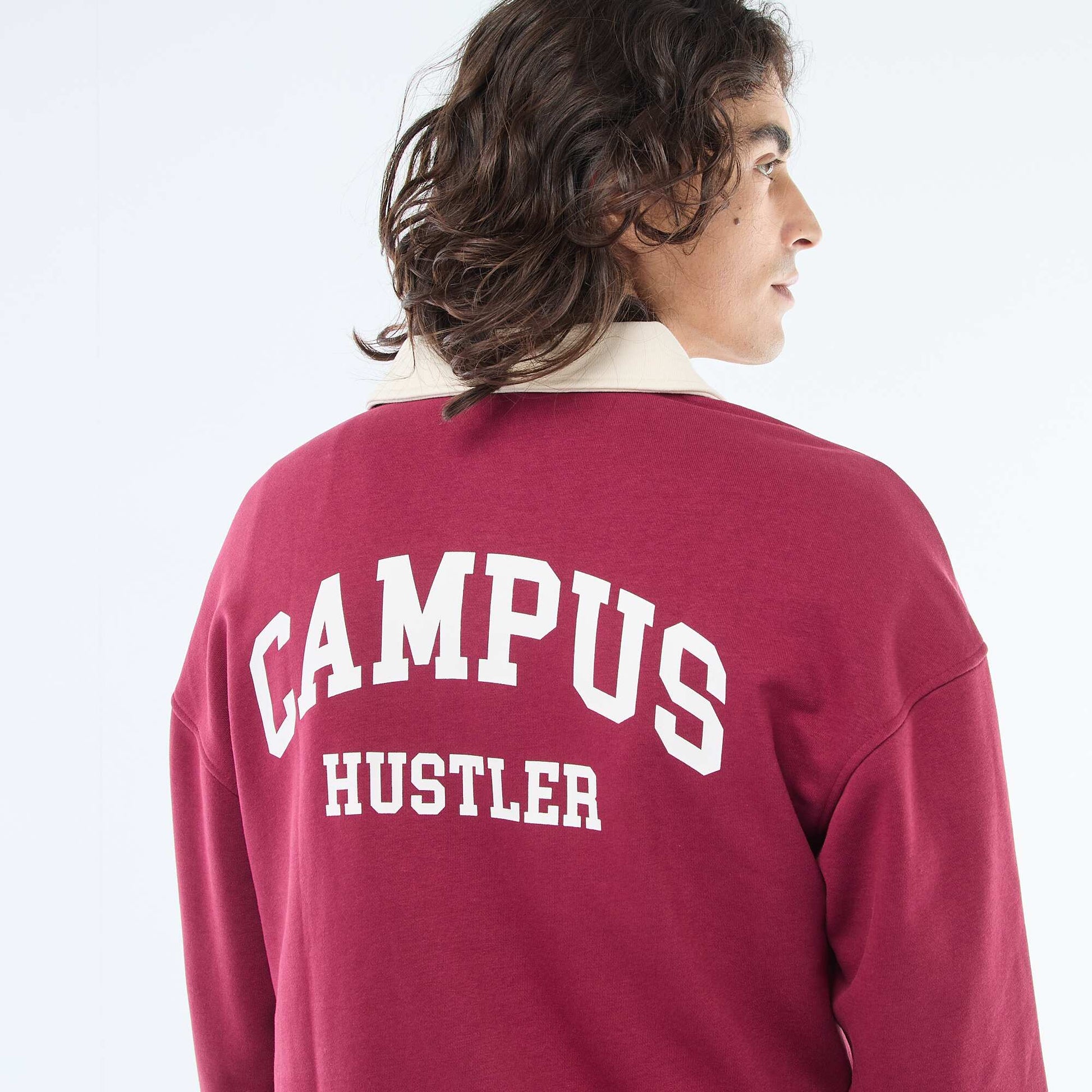 Remera estilo rugby de manga larga ROJO