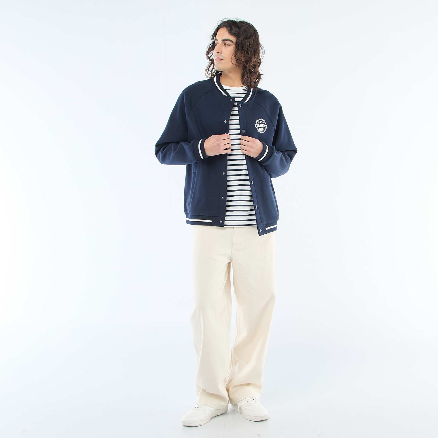 Chaqueta de felpa estilo americano AZUL