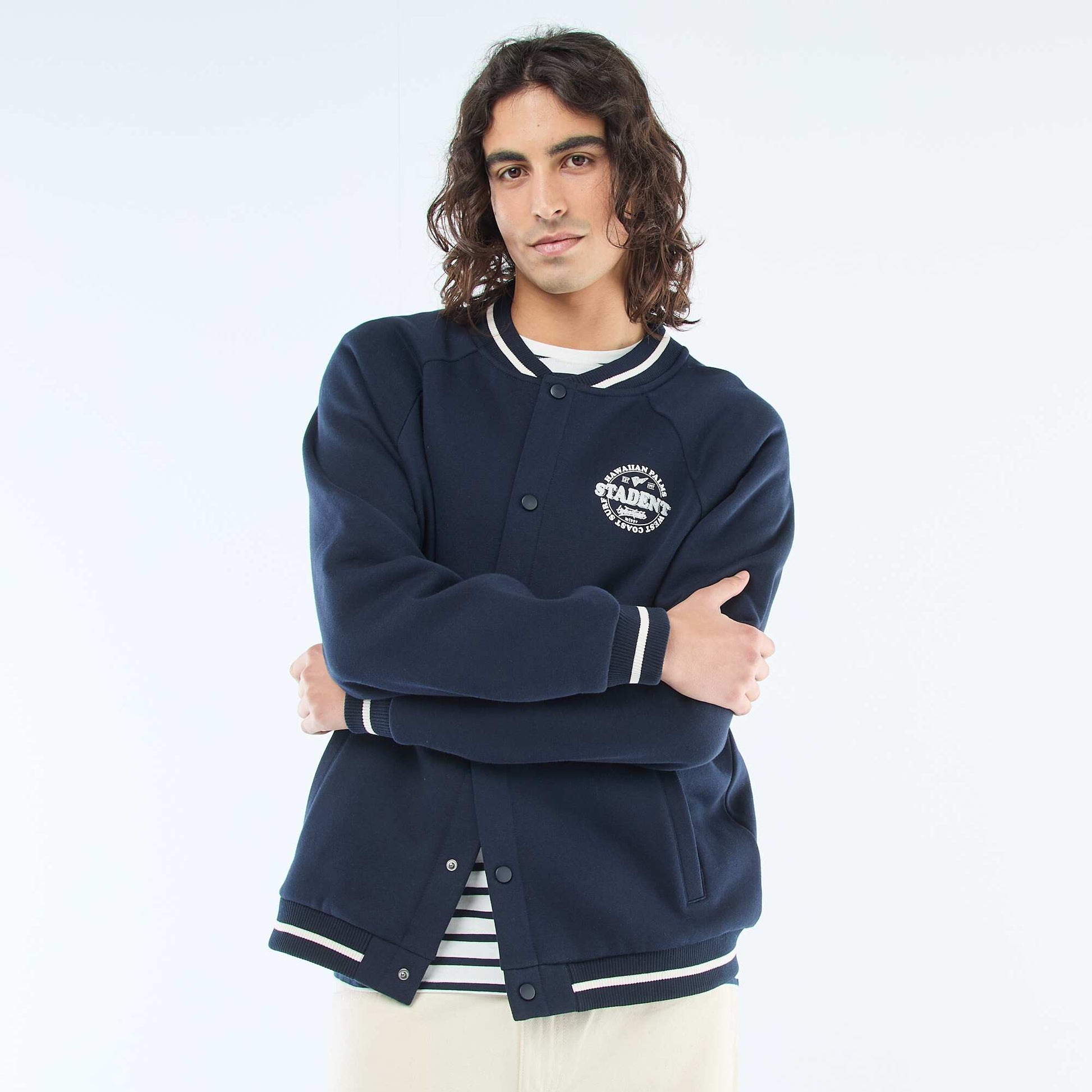 Chaqueta de felpa estilo americano AZUL