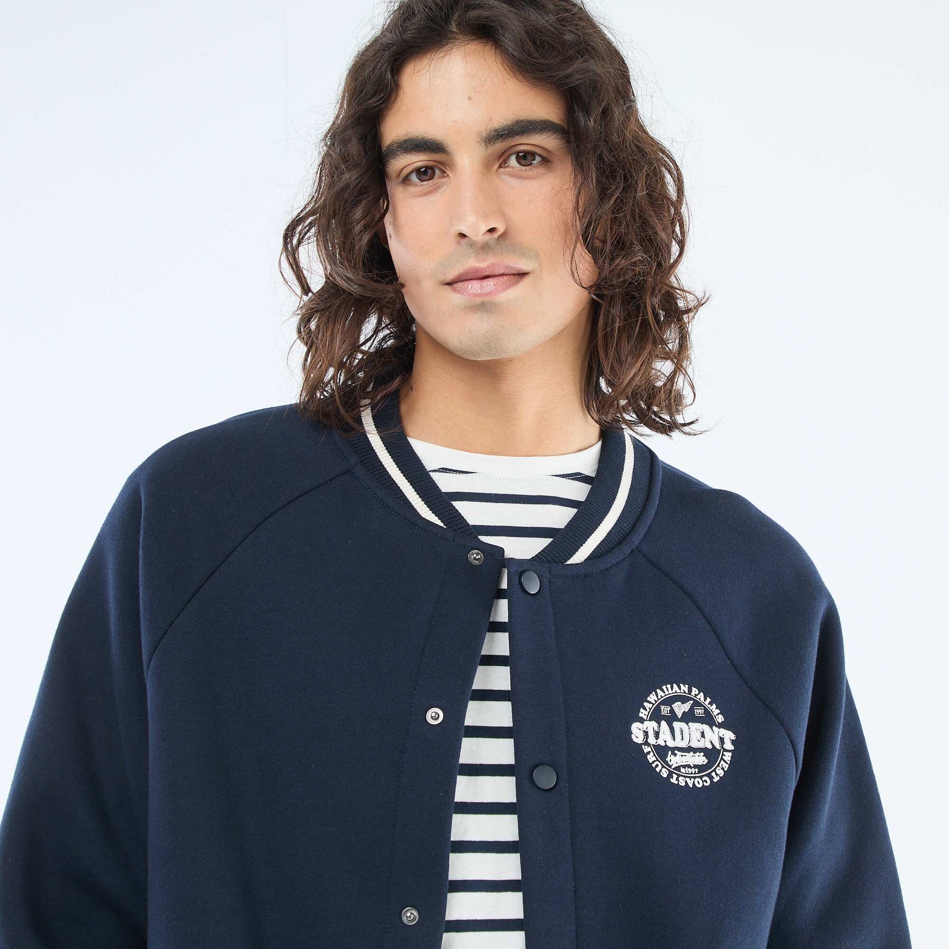 Chaqueta de felpa estilo americano AZUL