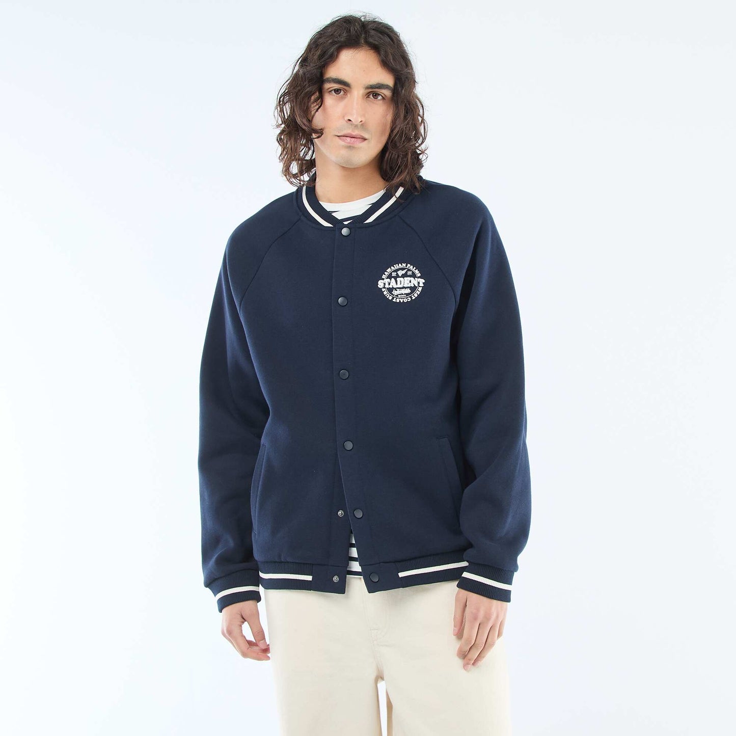 Chaqueta de felpa estilo americano AZUL