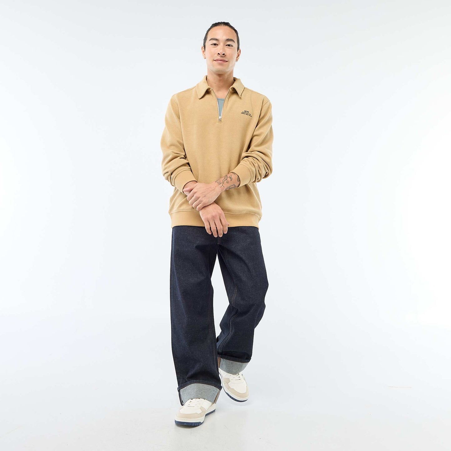 Buzo en tejido gofrado BEIGE